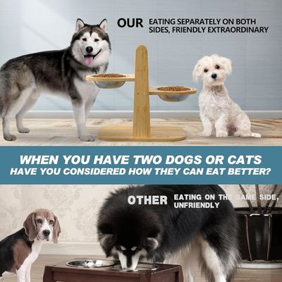 Stoel voor huisdierenvoeding Bamboe Verhoogde voederstand voor instelbare hoogte GEEN LCD-scherm