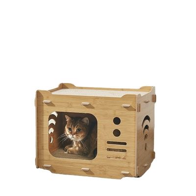 Op maat gemaakte dubbellaag kattenkartonhuis met 2 PCS kattenkrassen kattenkrassenhuis spaar ruimte