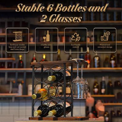 Staand type aanrecht wijnhouder met houten bak en organisatie