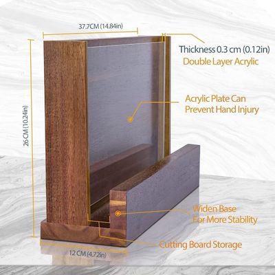 Dubbelzijdig magnetisch houten mesrek met acrylbeschermingsschild en aangepast logo