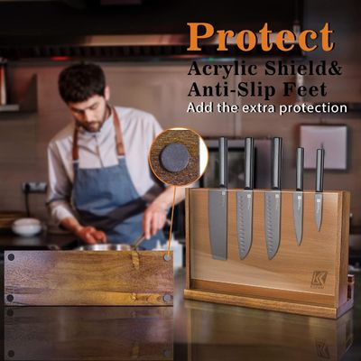 Dubbelzijdig magnetisch houten mesrek met acrylbeschermingsschild en aangepast logo