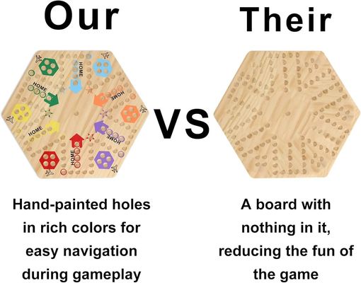 Hoge hoeveelheid solide eiken dubbelzijdige knikkers Houten bordspel met aangepast logo