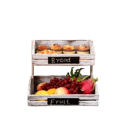 Gepersonaliseerd logo 2 Tier Boerderij Houten mand voor Keuken Eetkamer en Gastenkamer