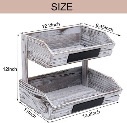 Gepersonaliseerd logo 2 Tier Boerderij Houten mand voor Keuken Eetkamer en Gastenkamer