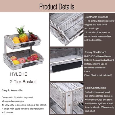 Gepersonaliseerd logo 2 Tier Boerderij Houten mand voor Keuken Eetkamer en Gastenkamer