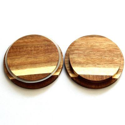 FSC-gecertificeerde glazen kaarspotten met houten deksel van acacia voor gemakkelijk openen en FSC-certificaat