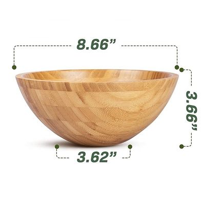Custom Logo Eco-vriendelijk Natuurlijk Ronde Bamboe Salad Bowl voor Moderne Stijl Amazon Design