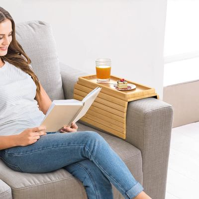 Stocked bamboe bank arm tray tafel grote bank kopje houder tray voor telefoon kopjes afstandsbediening