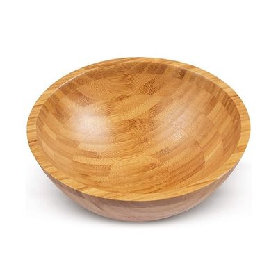 Custom Logo Eco-vriendelijk Natuurlijk Ronde Bamboe Salad Bowl voor Moderne Stijl Amazon Design
