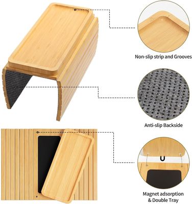 Stocked bamboe bank arm tray tafel grote bank kopje houder tray voor telefoon kopjes afstandsbediening