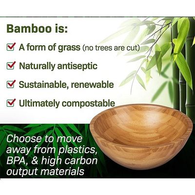 Custom Logo Eco-vriendelijk Natuurlijk Ronde Bamboe Salad Bowl voor Moderne Stijl Amazon Design