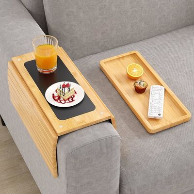 Stocked bamboe bank arm tray tafel grote bank kopje houder tray voor telefoon kopjes afstandsbediening