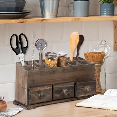 Gepersonaliseerd logo rustieke ijdelheid organisator voor cosmetica make-up en badkamer accessoires