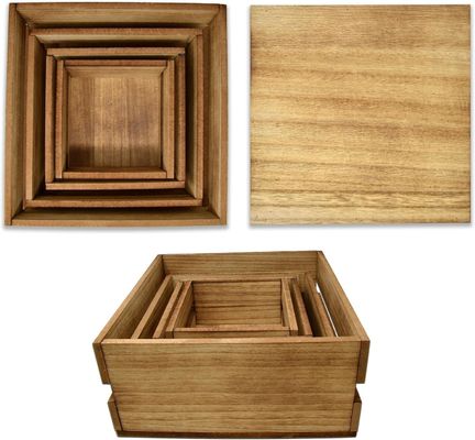 Rustieke stijl houten taartstand set van 4 aangepaste logo aanvaard voor het weergeven van taart