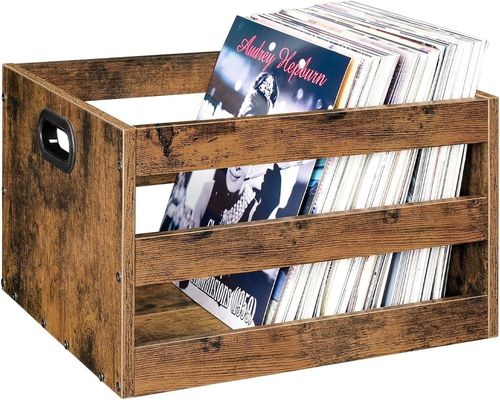 Woonkamer Vinyl Record Storage Organisator met grote hoeveelheid Vintage Hout File Storage