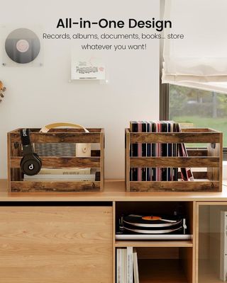 Woonkamer Vinyl Record Storage Organisator met grote hoeveelheid Vintage Hout File Storage