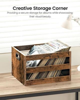 Woonkamer Vinyl Record Storage Organisator met grote hoeveelheid Vintage Hout File Storage