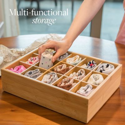 15 Compartiment Bamboe opslag organisator voor riemen stropdassen BH's broek sokken Juwelen