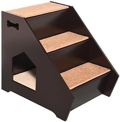 Houten trappen voor huisdieren w 3 niet-glijdende treden en ingebouwd huis perfect voor honden katten korte huisdieren