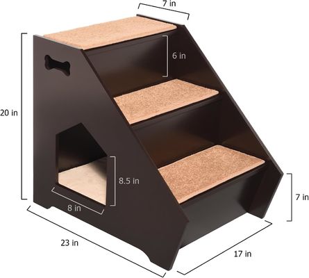 Houten trappen voor huisdieren w 3 niet-glijdende treden en ingebouwd huis perfect voor honden katten korte huisdieren