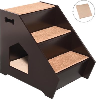 Houten trappen voor huisdieren w 3 niet-glijdende treden en ingebouwd huis perfect voor honden katten korte huisdieren