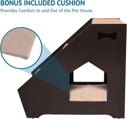 Houten trappen voor huisdieren w 3 niet-glijdende treden en ingebouwd huis perfect voor honden katten korte huisdieren