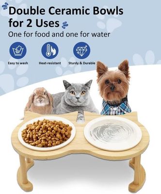 Verstelbare houten voedingsbak voor huisdieren voor niet-toepasselijke stroombron en huisdierenvoerders