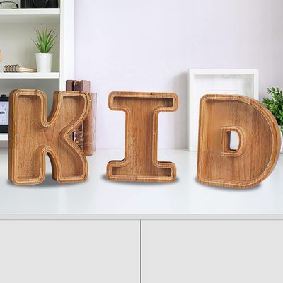 Houten alfabet Acrylische brief Gelddoos Druk verbrand Grote brief Piggy Banks voor kinderen