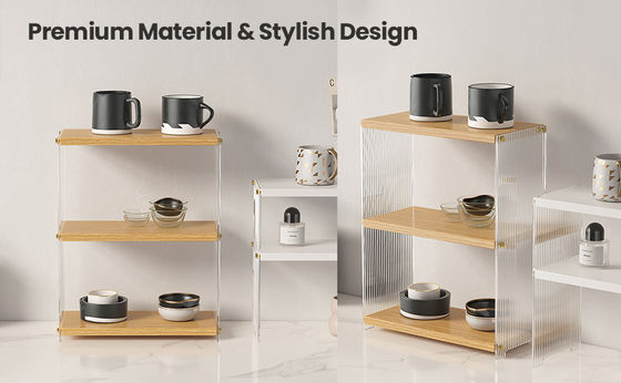 Metalen en houten 3 verdiepingen staande vanity-plank op het bureau Badkameropslag voor slaapkamer