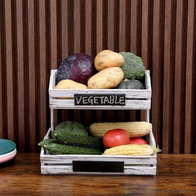 Boerderij Staande Houten Organisator 2 Tier Voedselmandhouder voor Keuken Organisatie