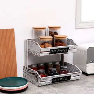 Boerderij Staande Houten Organisator 2 Tier Voedselmandhouder voor Keuken Organisatie