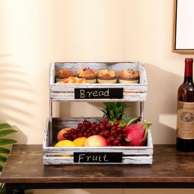 Boerderij Staande Houten Organisator 2 Tier Voedselmandhouder voor Keuken Organisatie