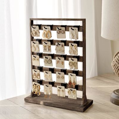 Hoofd thema oorbellen Kaart display holder Stand met houten sieraden display rack en haken