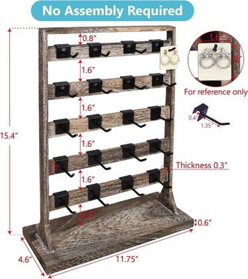 Hoofd thema oorbellen Kaart display holder Stand met houten sieraden display rack en haken