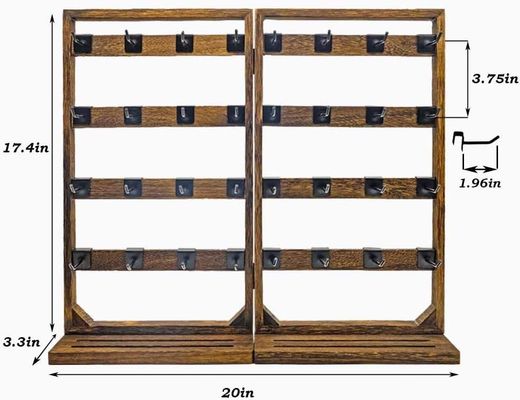 Hoofd thema Houten vouwbare sieraden display stand met verwijderbare 32 haakjes en ring tray