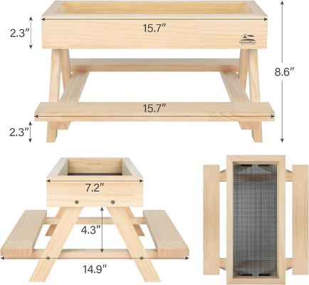 Handgemaakte kip tafel Houten picknick tafel voor huisdieren kom voeders en kleine dieren