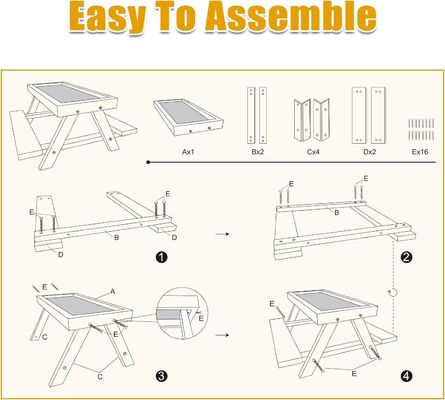 Handgemaakte kip tafel Houten picknick tafel voor huisdieren kom voeders en kleine dieren