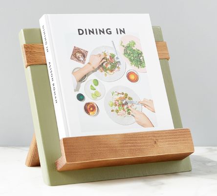 Handgemaakte kookboekhouders van gerecycled hout