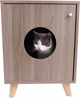 Verborgen kattenbak nachtkast Meubelen met op maat gesloten knop Houten tafel