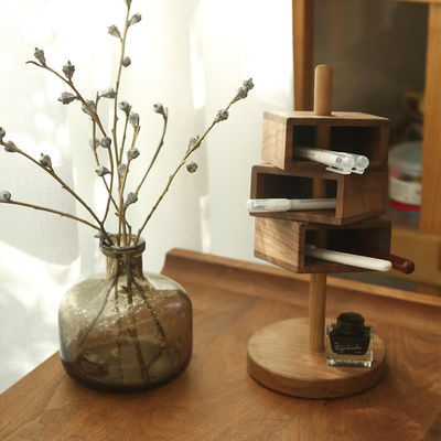 Octogonale bureauorganisator NBeech Hout Zwarte Walnoot voor en veelzijdige bureauorganisatie