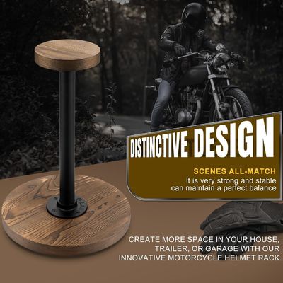 Tafelhelm display stand met onvoltooide berk hout kleur en industriële stijl