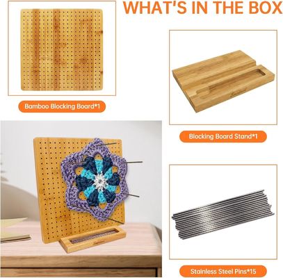 Handgemaakte breien blokkerende mat Bamboes bord met pennen Mini houten doos Pillenopslag