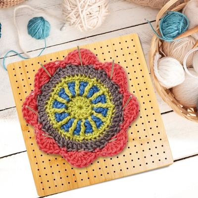 Handgemaakte breien blokkerende mat Bamboes bord met pennen Mini houten doos Pillenopslag