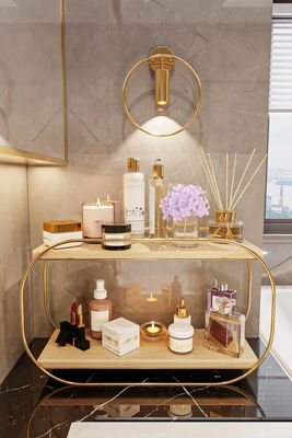 Badkamerplank Houten tray vanity countertop organisator voor make-up parfum opslag
