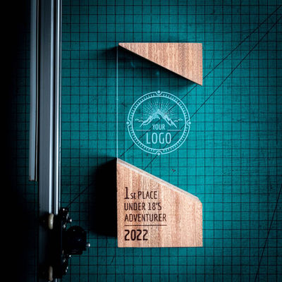 Moderne plaque hout loopt uniek ontwerp gepersonaliseerde houten acryl RISE Trophy Award