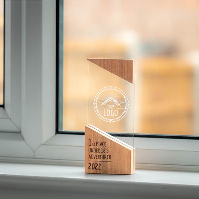 Moderne plaque hout loopt uniek ontwerp gepersonaliseerde houten acryl RISE Trophy Award