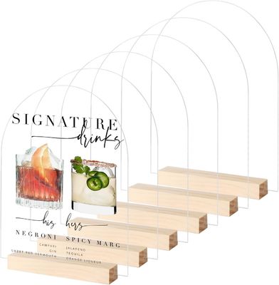 Als uw verzoek Acryl drankjes bar lijst trouwbord met houten stand gepersonaliseerd