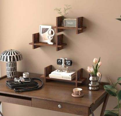 Efficiënt gebruik maken van de ruimte met 202408 Set 3 Houten Drijvende Plank Wand Montage Planken