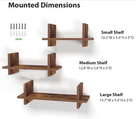 Efficiënt gebruik maken van de ruimte met 202408 Set 3 Houten Drijvende Plank Wand Montage Planken