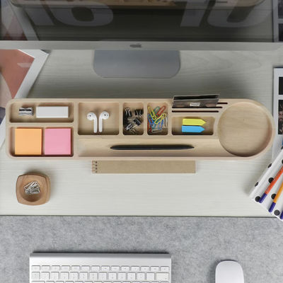 Office Desk Organizer met potloodkas en aangepast logo Hout Caddy Telefoonstaand